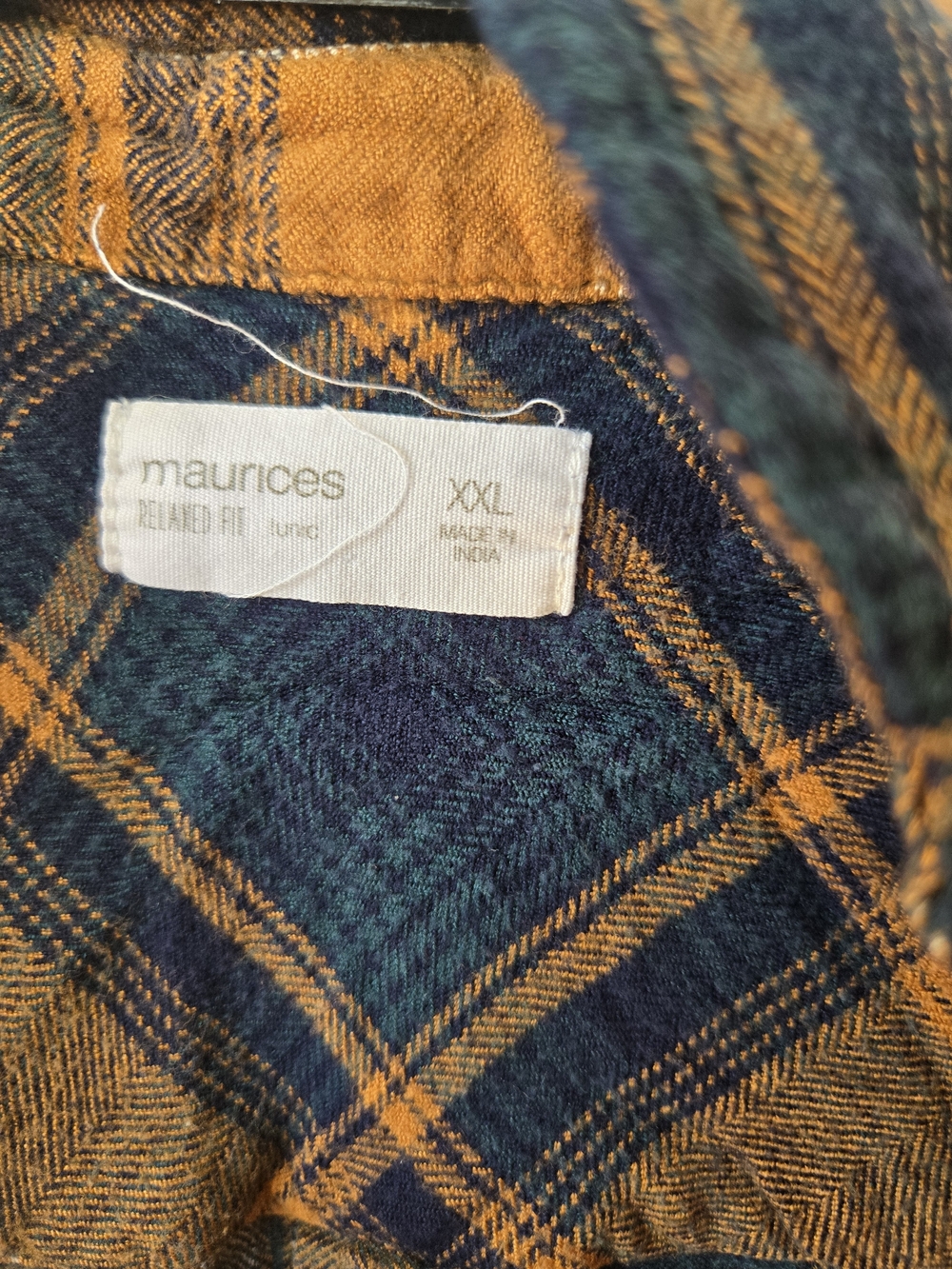 Maurices Plaid Button-Down Shirt in Mustard Yellow and Navy - Picture 2 of 2